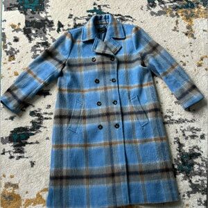 Ann Taylor Plaid Double Breasted Winter Coat—Never Worn
